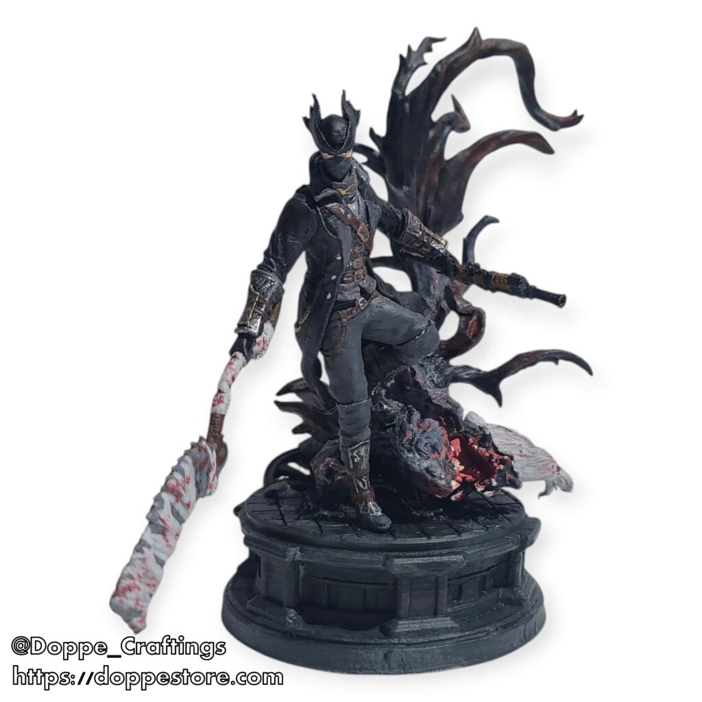 figura bloodborne hunter portada fondo blanco